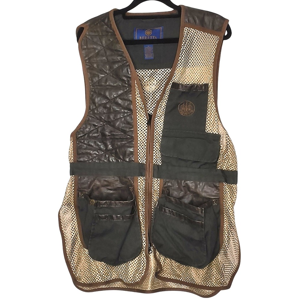 Gorpcore Beretta Shooting Vest Mens Medium Brown Mesh Leather Quilted Hunting